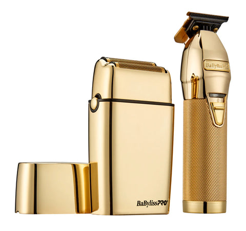 BabylissPro Limited Edition Gold Trimmer and Double Foil Shaver Value Pack #FXDUOFS2TG